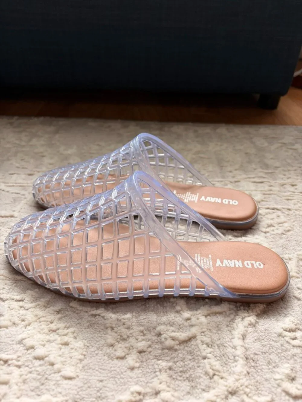 Old Navy Clear Jelly Mules Woven Cage Slip On Shoes Women’s Size 6 NWOT